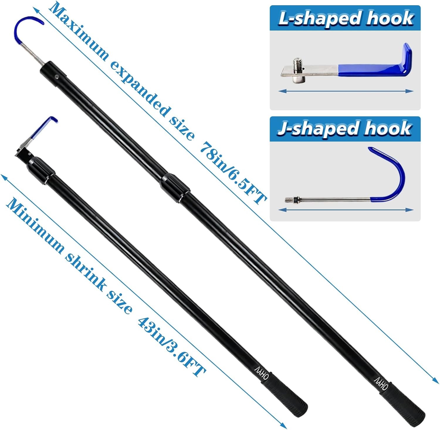 6.5FT Truck Cargo Grabber, 300lb Pull, Aluminum Alloy, Gen 2 Black