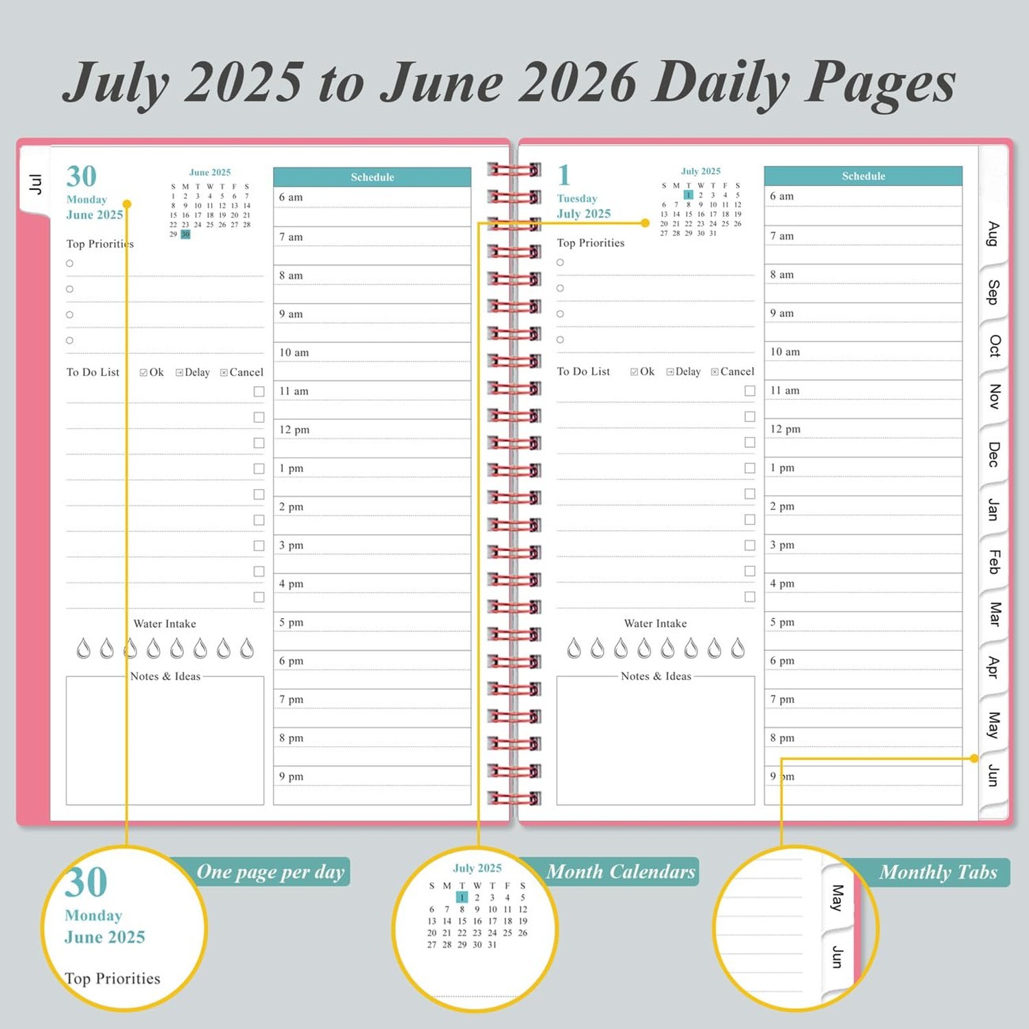 2025-2026 Daily & Monthly Planner – One Page Per Day, Daily Planner from July…