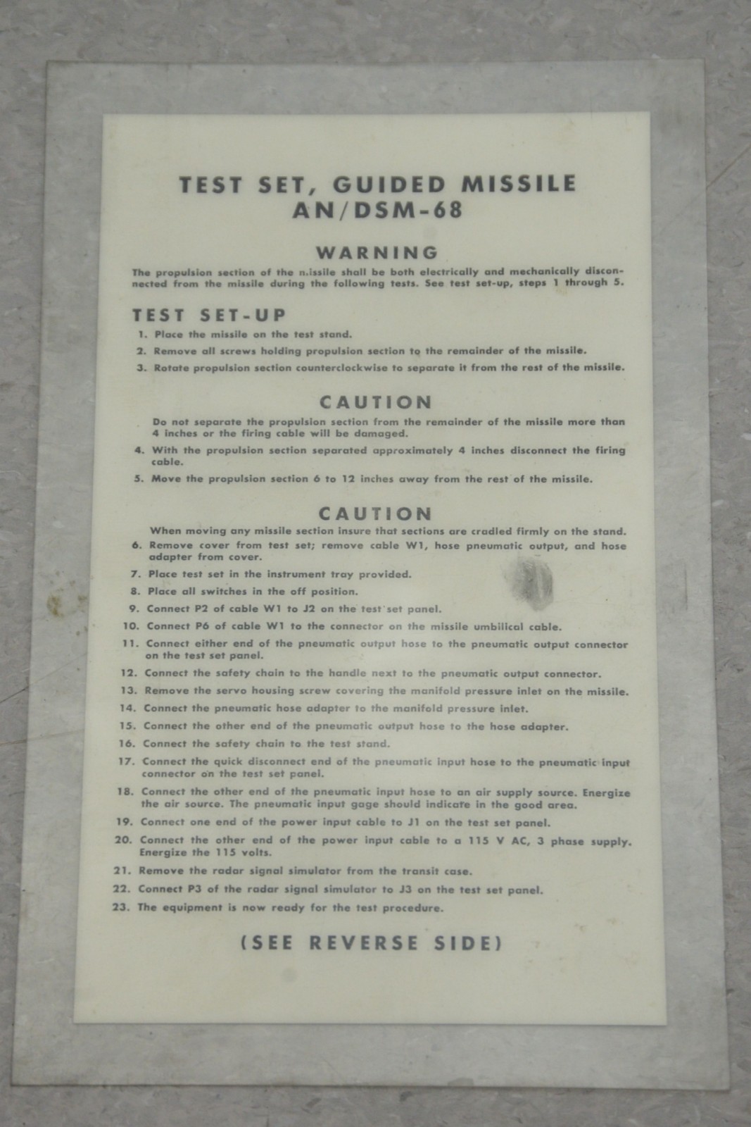 NAVEWEPS Guided Missile Test Set AN/DSM-68 63A3D100 – 1965