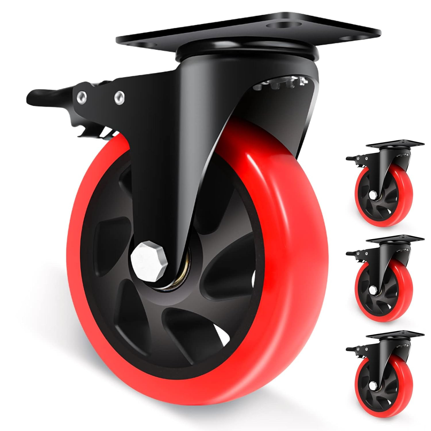 Nefish Swivel Caster Wheel for Cart, 5 Inch Industrial Casters Set of 4 – Heavy