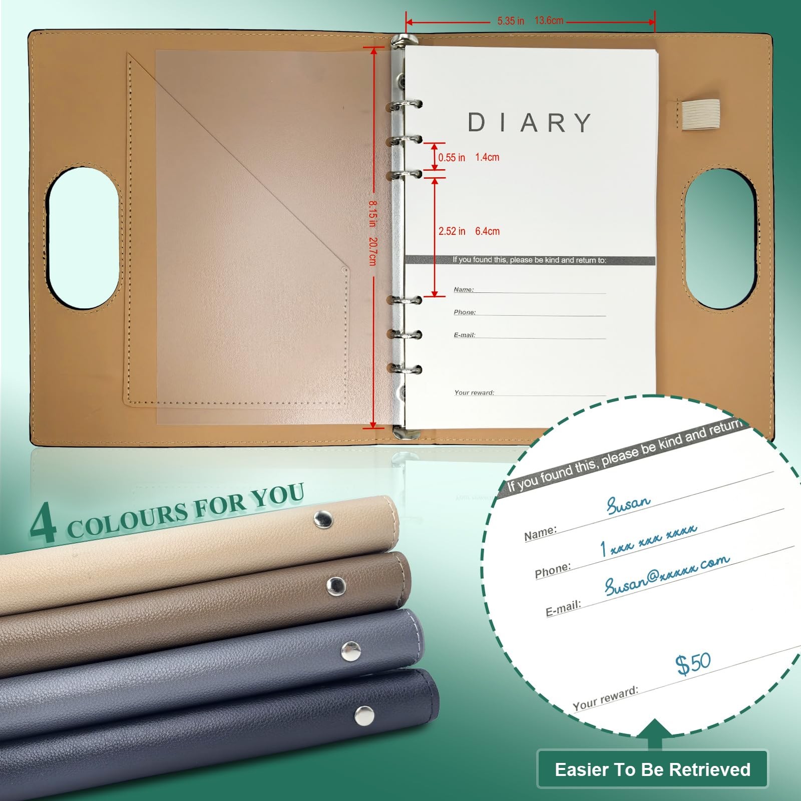 Dotted A5 Binder Portable Refillable Notebook – 5.8″ x 8.3″, 160 Pages of 100…