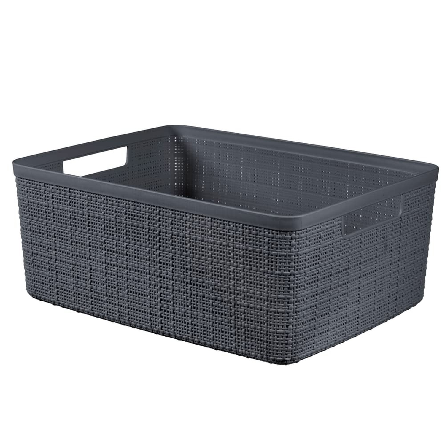 CURVER Jute Basket 100% Recycled Plastic Rectangular 12 L, Dark Grey, M Medium