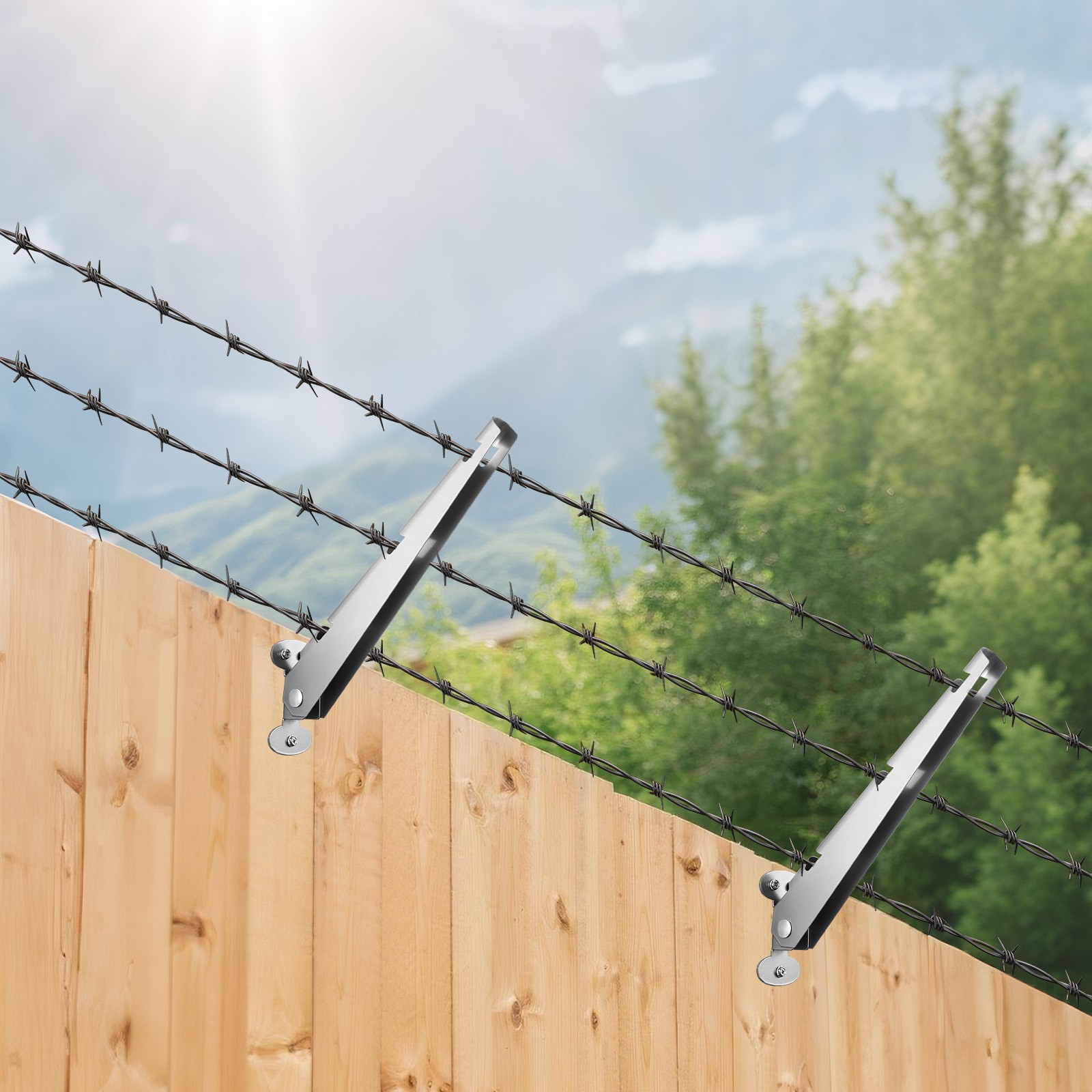VEVOR Barbed Wire Arm 12.2 in Galvanized Steel Fence Extender Surface Mounted