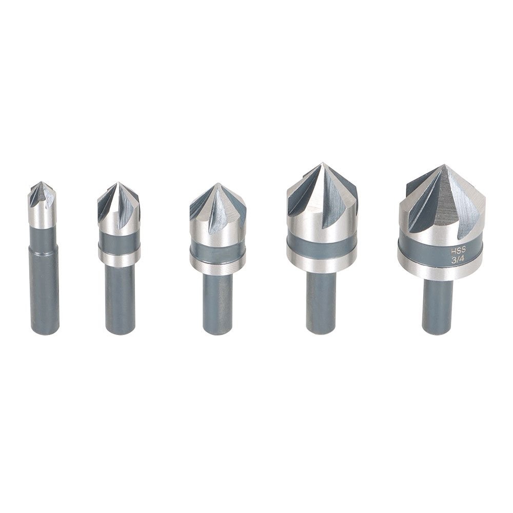 5 Pack High-Speed Steel Countersink Drill Bit Set For Metals Wood And Plastic