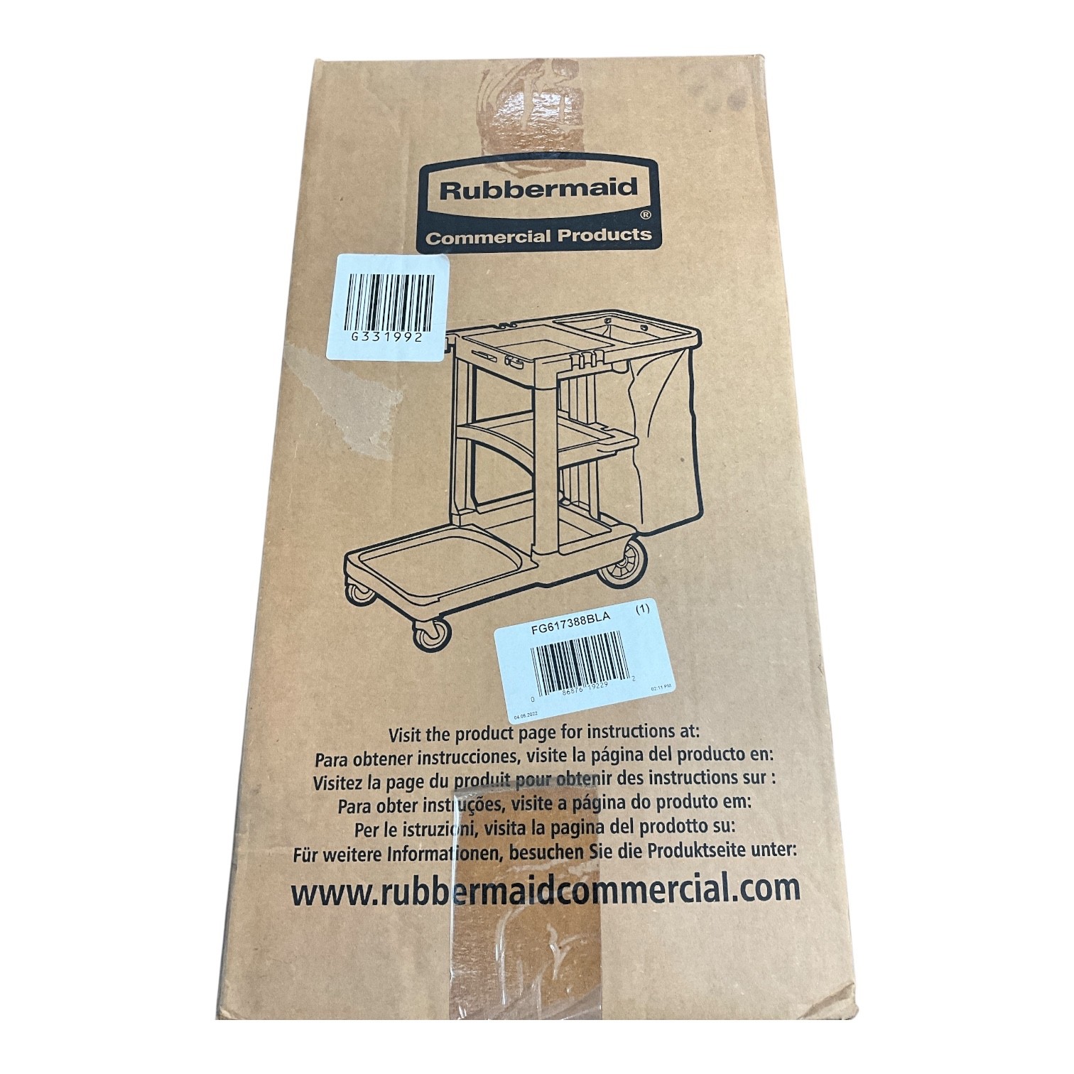 Rubbermaid FG617388BLA Commercial Janitorial Cleaning Cart w/ Bag Open Box
