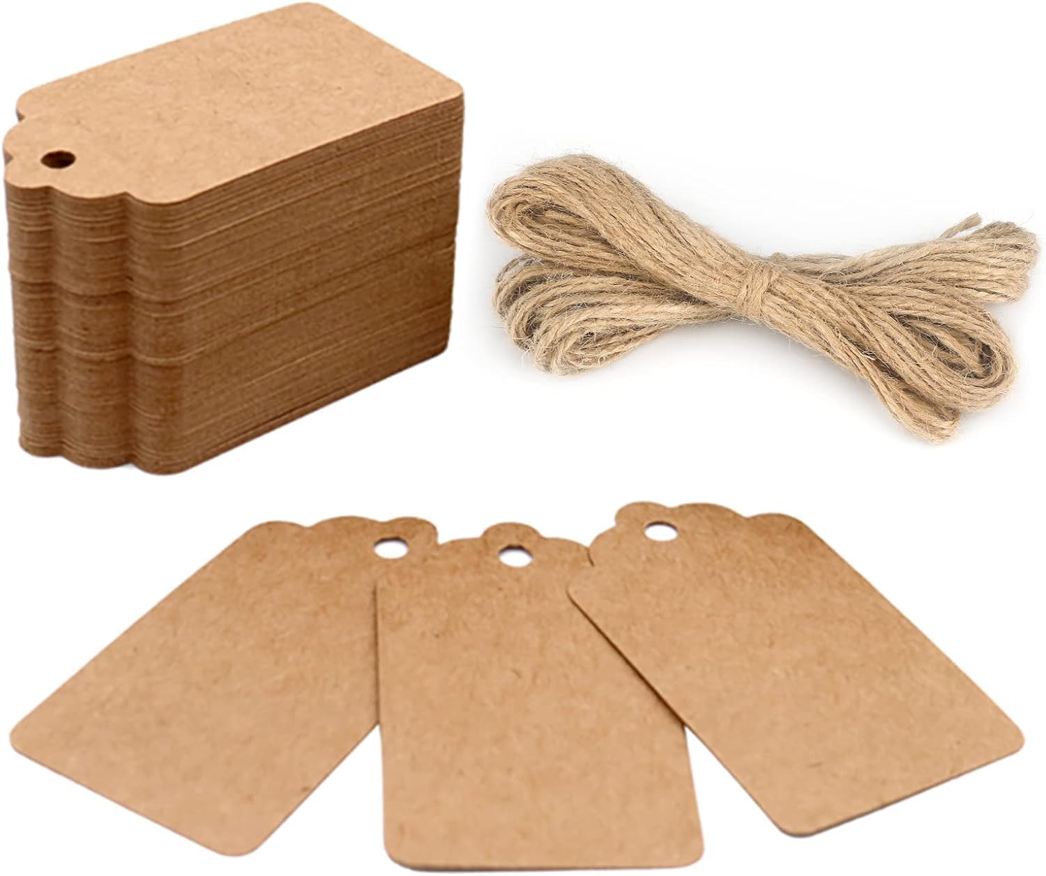 100PCS Kraft Paper Gift Tags with String, 2.8×1.6 in Blank Gift Tags, Marking Pr