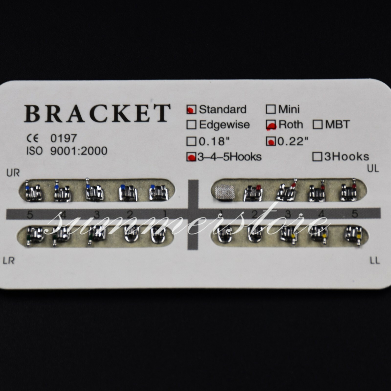 Dental Ortho Bracket Braces Mini/Standard 018/022 Roth/MBT/Edge No/3/345 Hooks