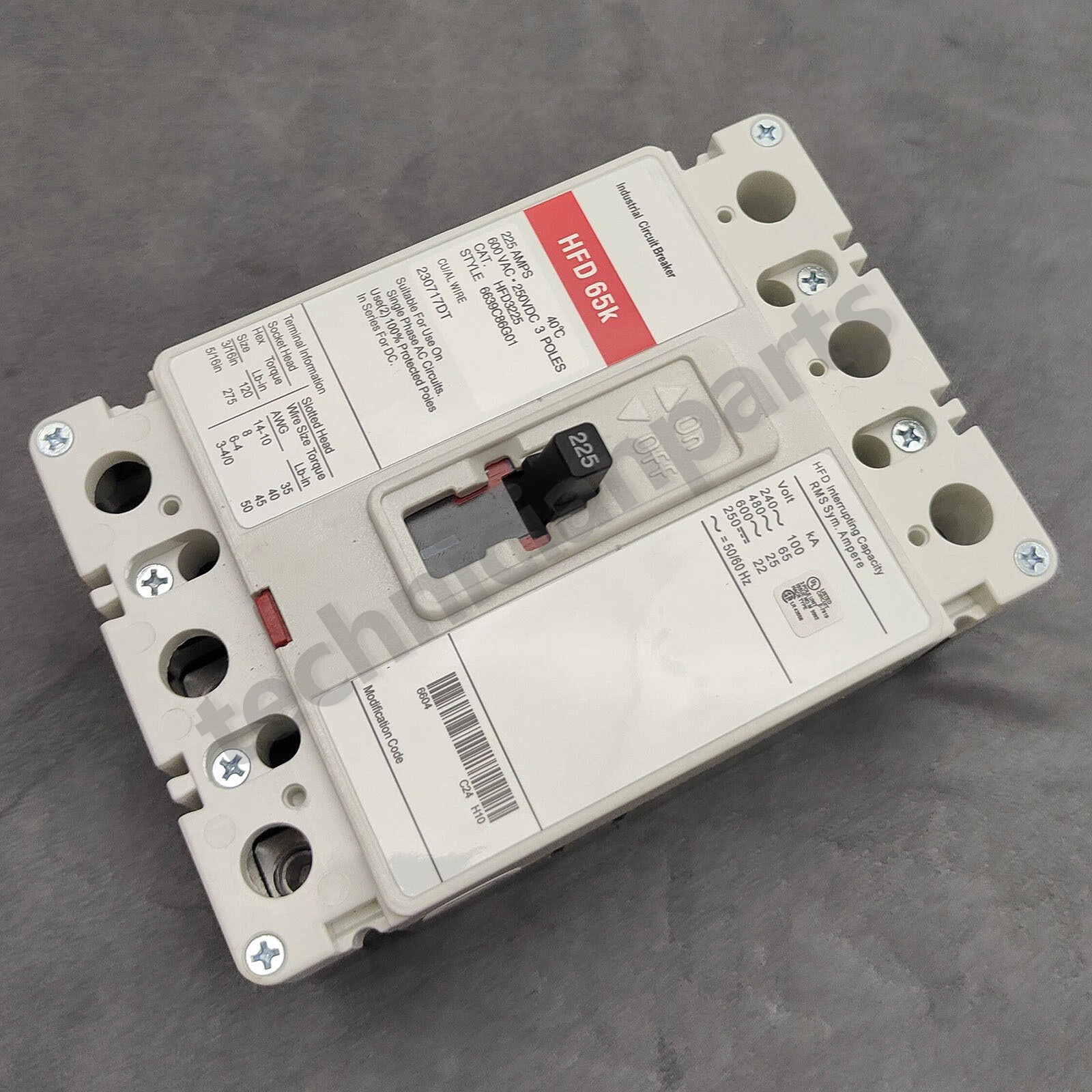 New Circuit Breaker for Eaton HFD 65k 3P 225A 600V Cutler Hammer HFD3225