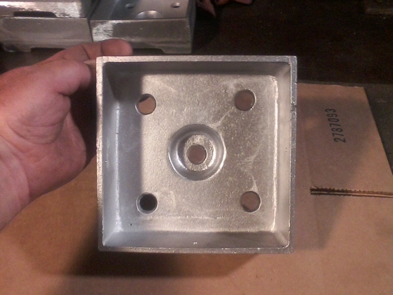 Post Base, Anchored, 6×6,Heavy Cast Aluminum, Mill, MADE IN USA