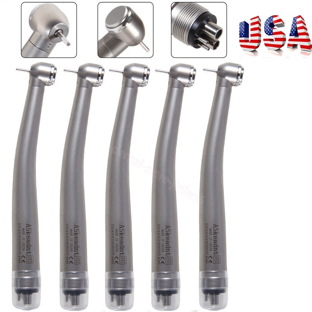 5x Dental High Speed Handpiece Push Button head 4 Hole NSK Style ADA4 Turbine M4