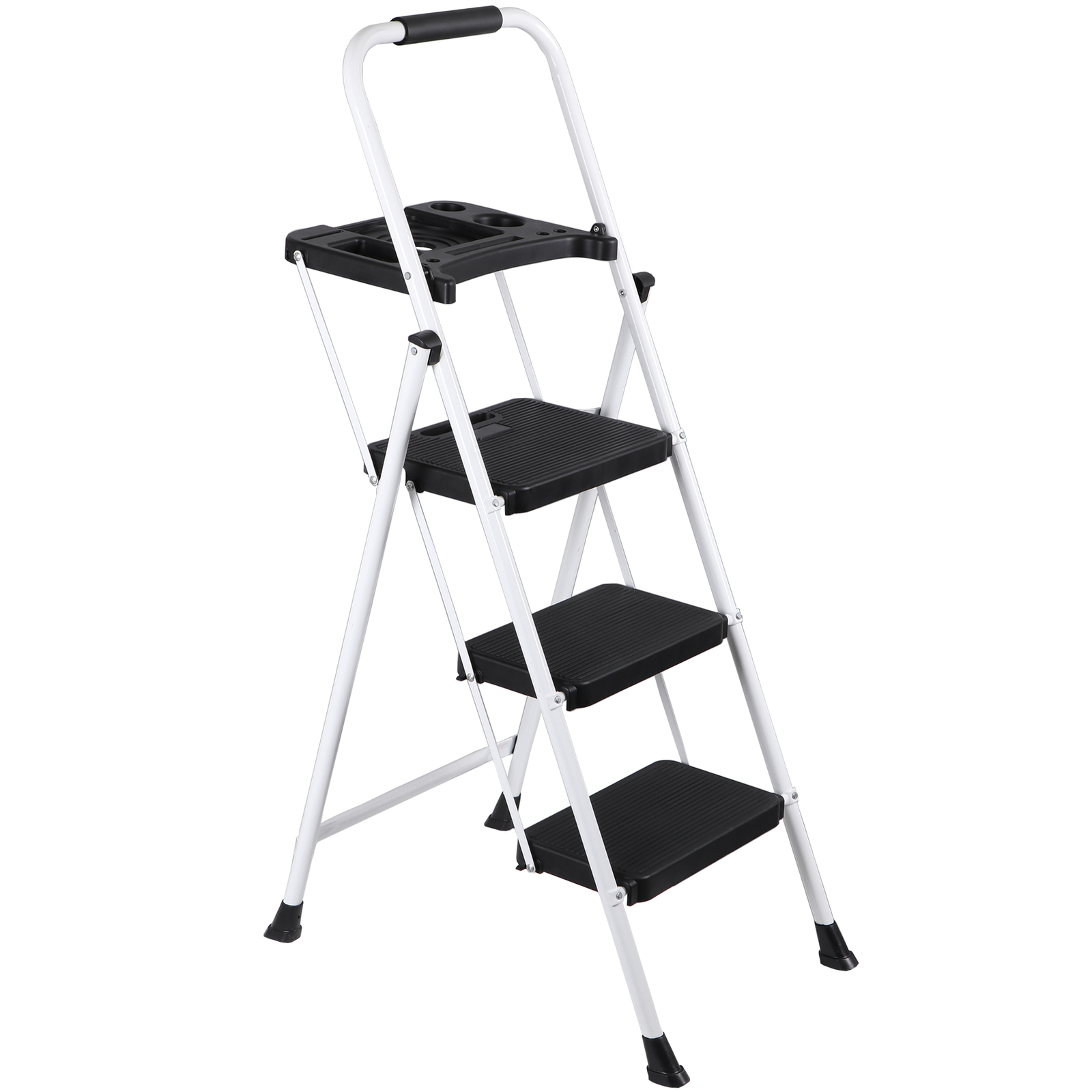 Durable Metal Step Ladder Features Automatic Locking Buckle And Non Slip Handles