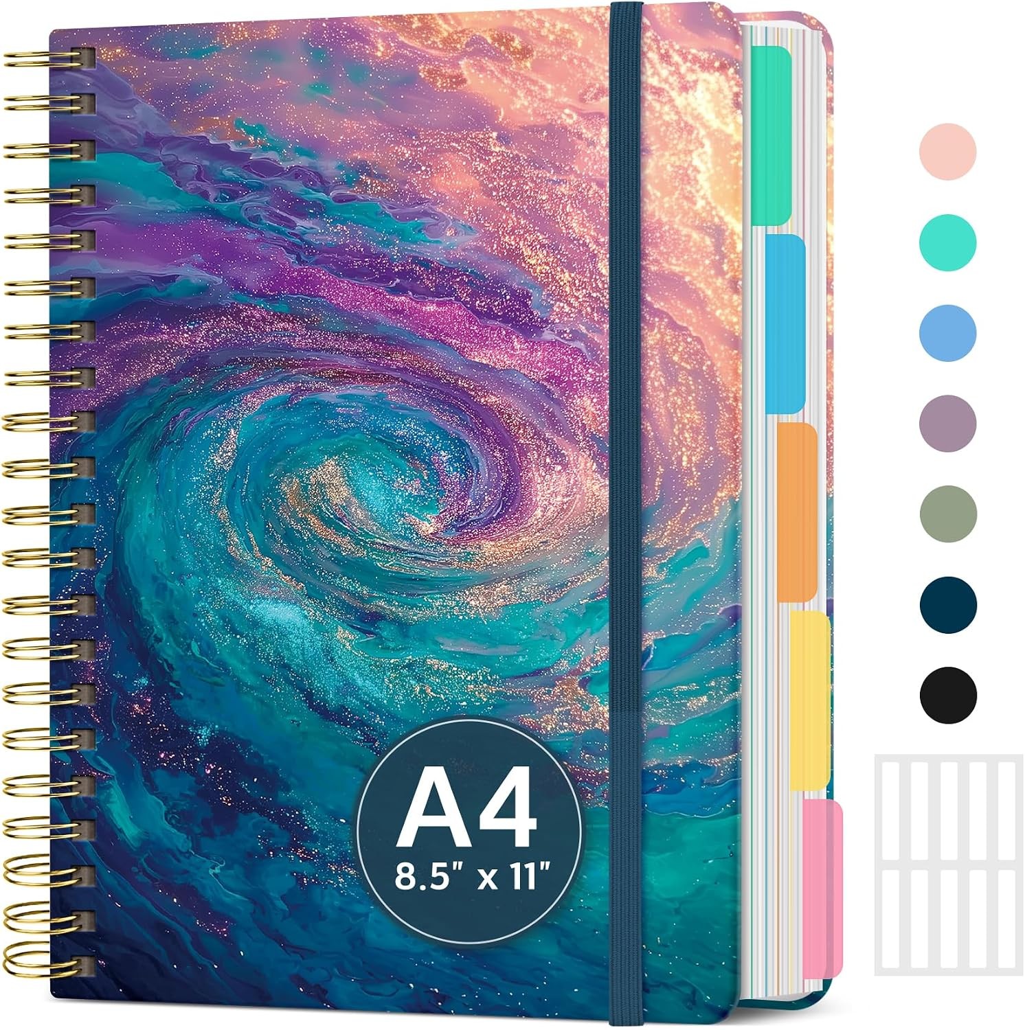 8.5″x11″ Spiral 5 Subject Notebook, Hardcover with Dividers Wildflower