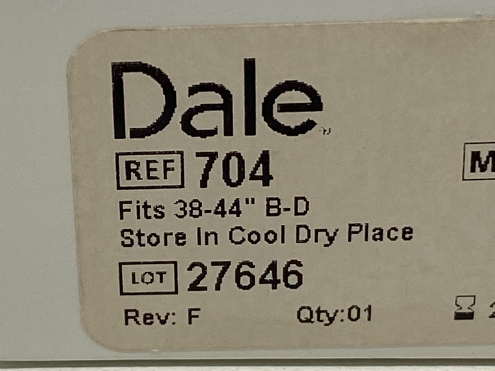 DALE Bra X-Large Bra 704 Exp.2026-08 to 2027-09 (*Y12)