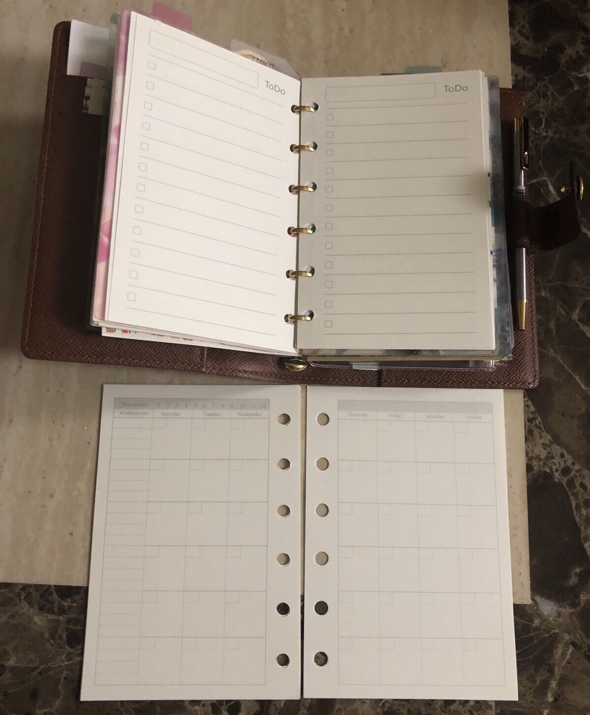 Agenda-PM-Inserts-Blank-Monthly-Weekly-Refills Fits For PM Size Agenda #00014