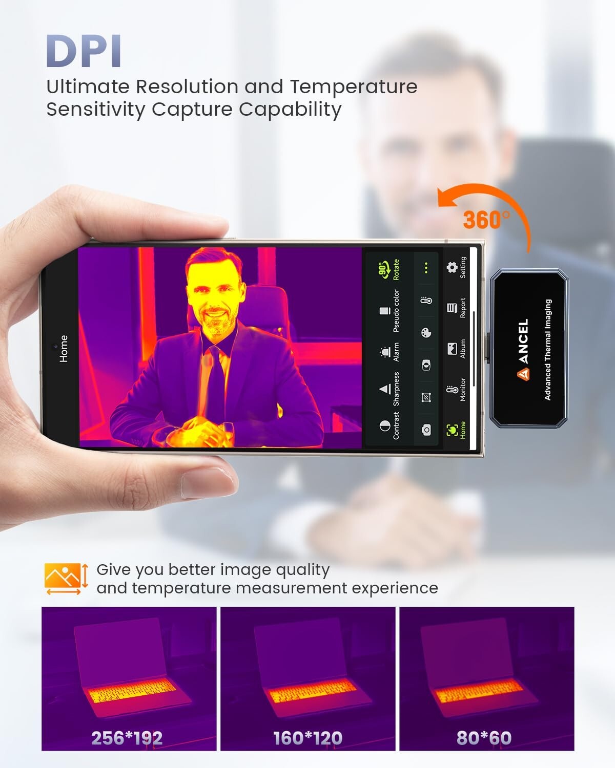 ANCEL Thermal Imaging Camera for IOS 256×192 IR Resolution 25Hz Refresh Rate