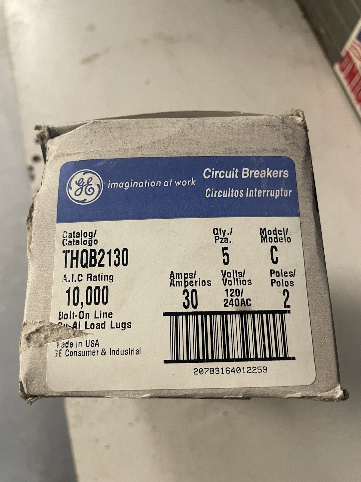 GE THQB2130 2 Pole 30A 240V Circuit Breaker Molded Case