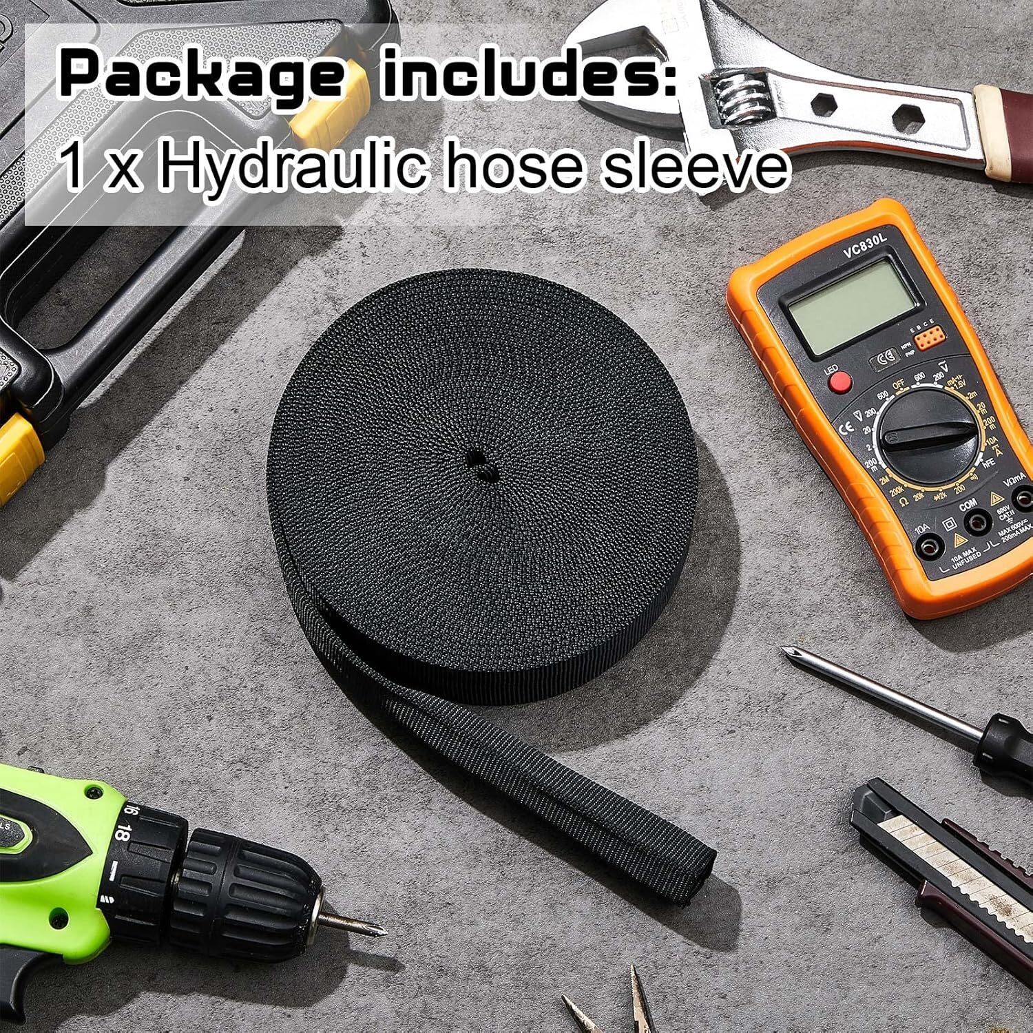 26 FT Nylon Hydraulic Hose Protector Sleeve Black Protective Cover 1 Inch ID