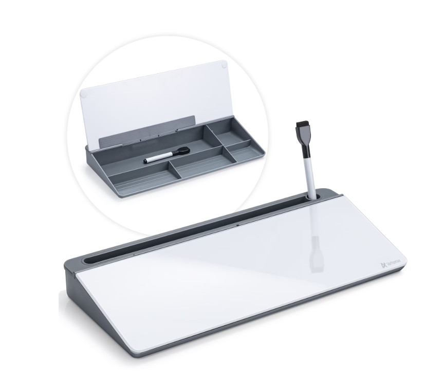 Varhomax Glass Desk Whiteboard with 15.8 x 7 x 1.9 inches, GRAY