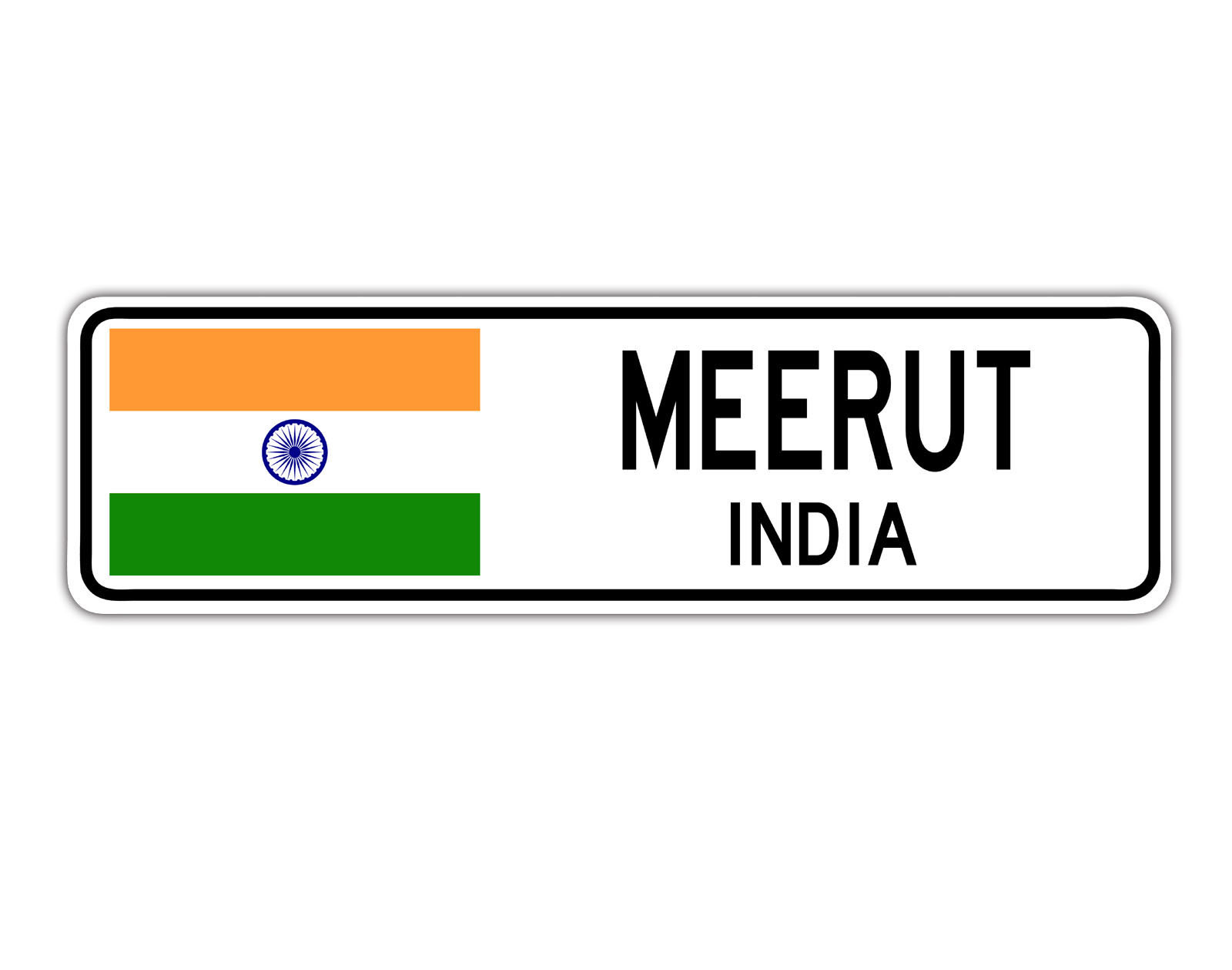 Meerut, India Street Sign Indian Flag City Country Road Wall Gift