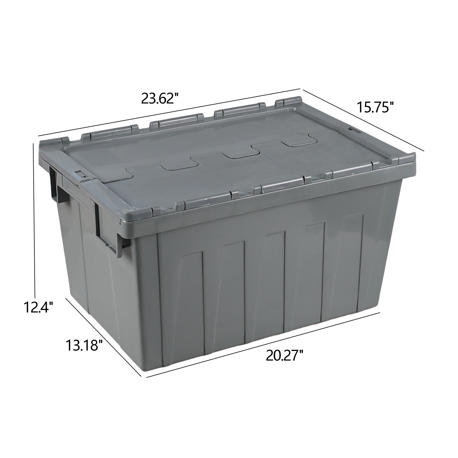 15 Gal Commercial Heavy Duty Plastic Storage Tote w/ Hinged Attached Lid 4-Packs