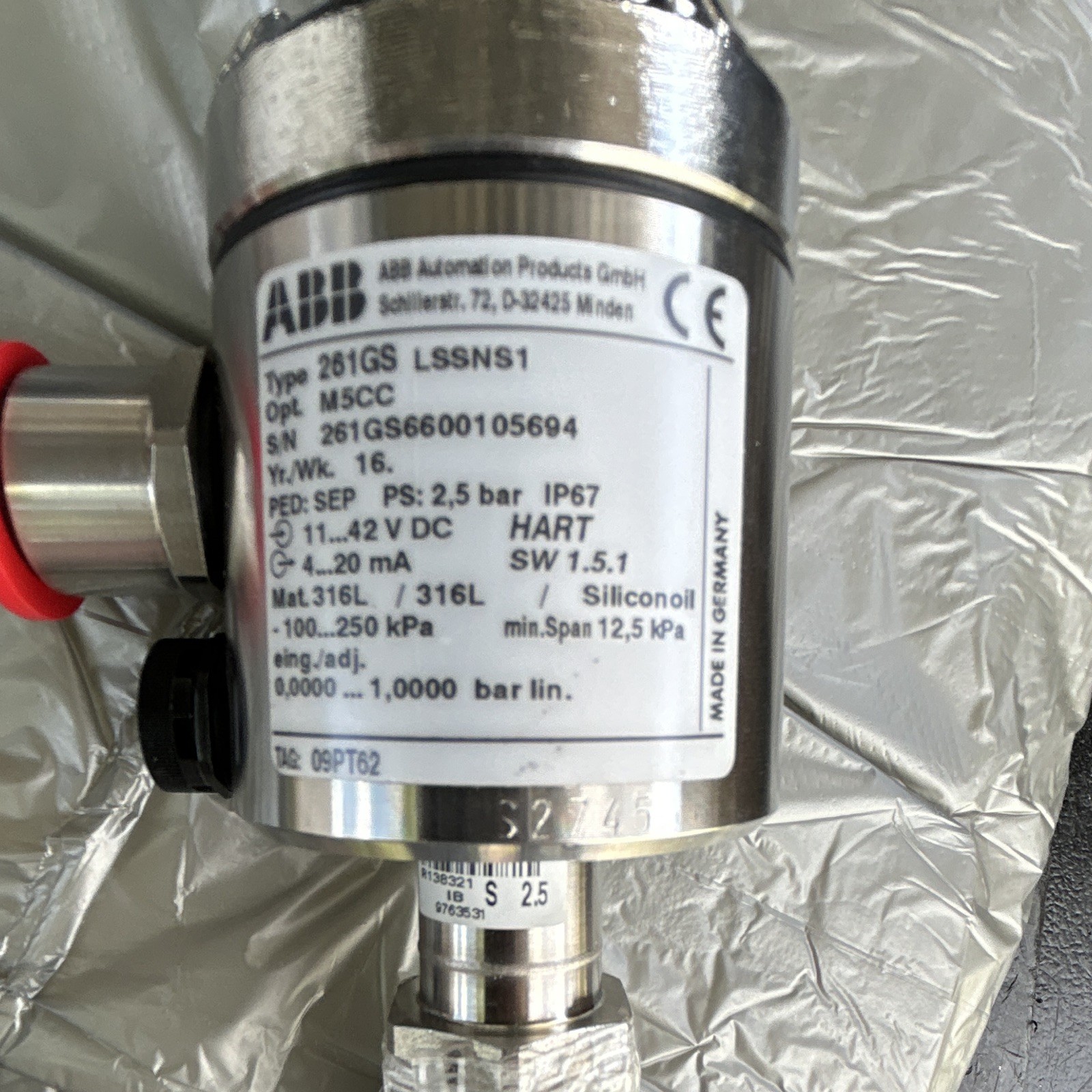 ABB 261GS LSSNS1 Sealed Gauge Pressure Transmitter 4-20mA HART Analog