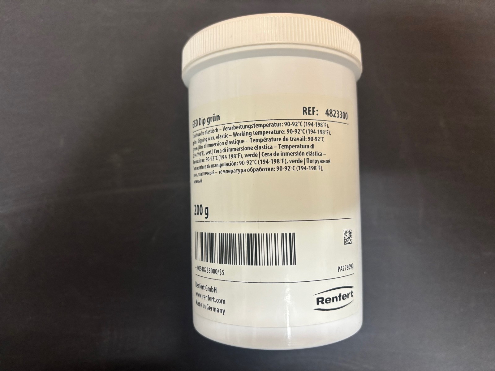 GEO DIPPING WAX YELLOW, GREEN, ORANGE 200gm (RENFERT)