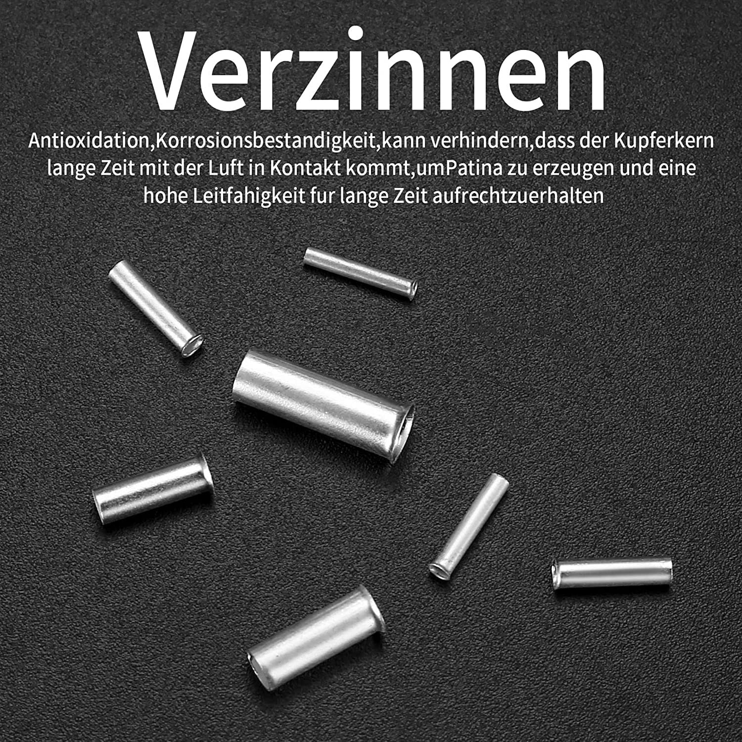650 Pcs 7 Sizes Wire Ferrules Kit, Tinned Copper Crimp Connectors, Silver