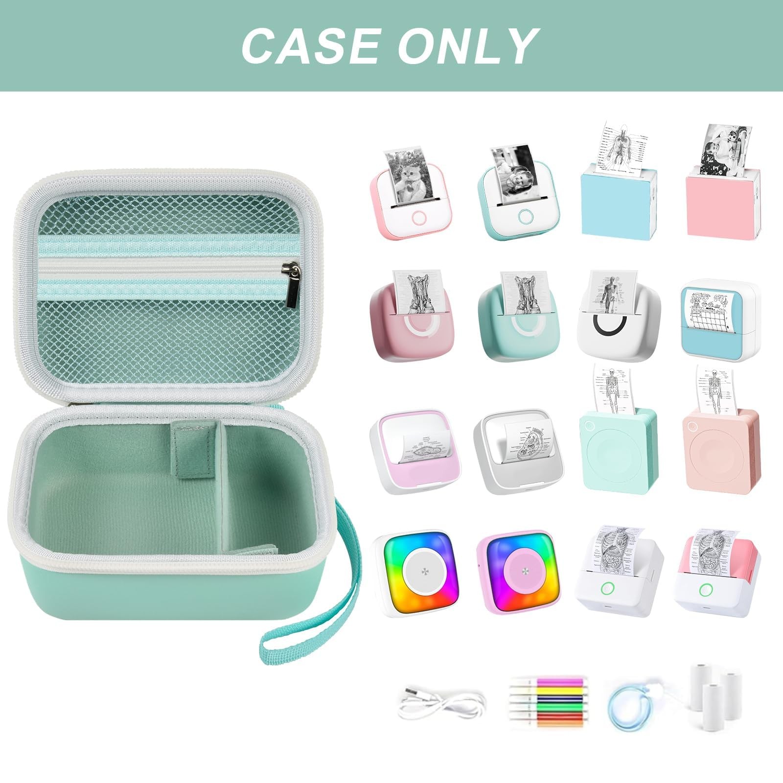 Label Maker Case for Memoking T02 for Phomemo M02 for Nelko, Green