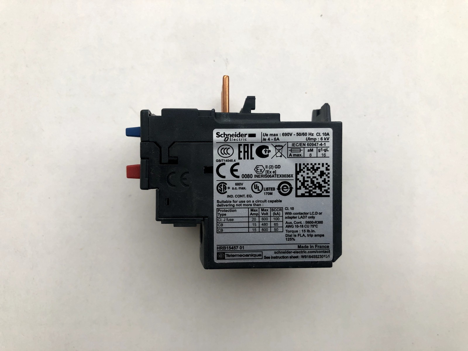 Schneider Electric LRD10 thermal overload relay – 4 to 6 AMPS