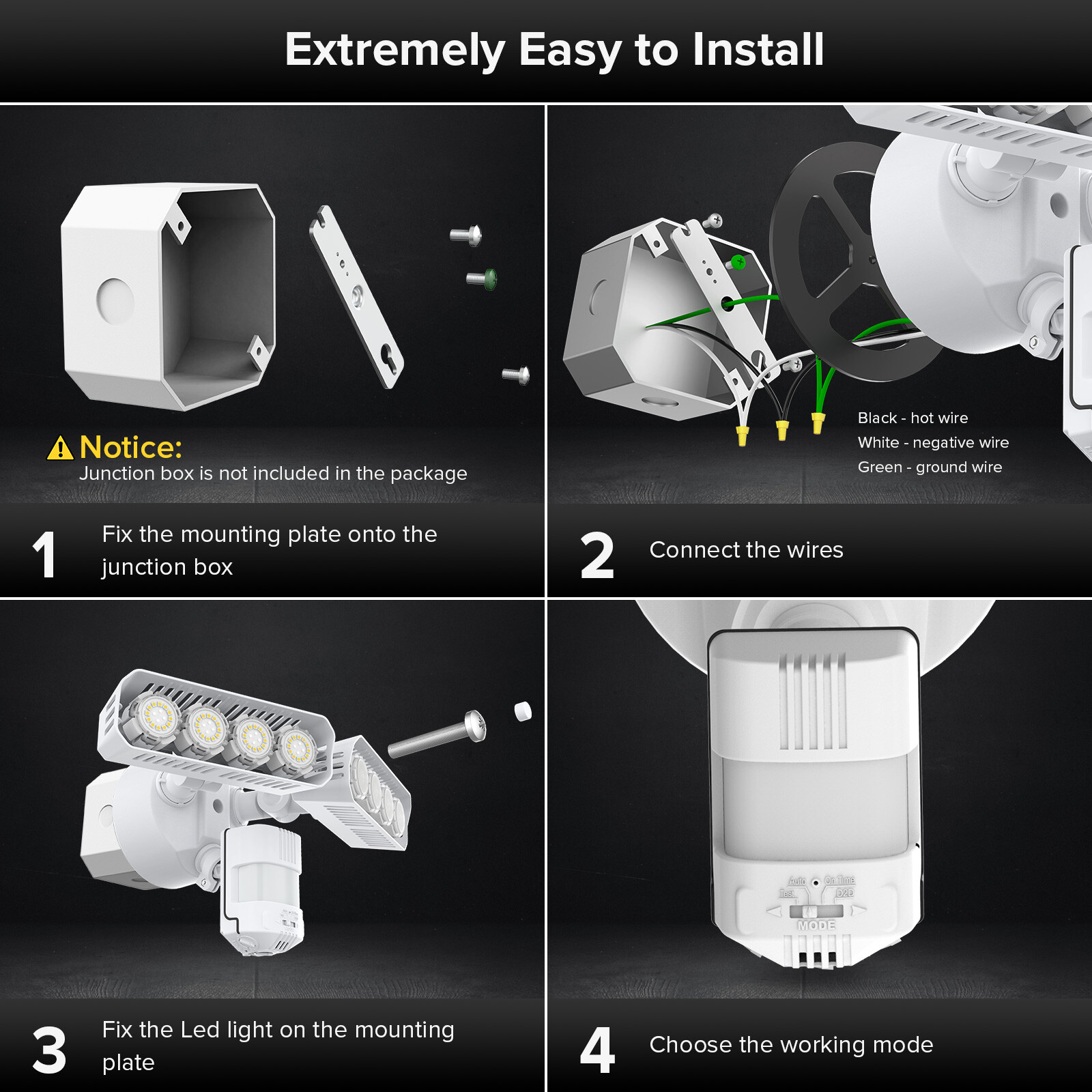 SANSI 2x LED Security Light Motion Sensor 7000LM IP65 Outdoor Wall Floodlight