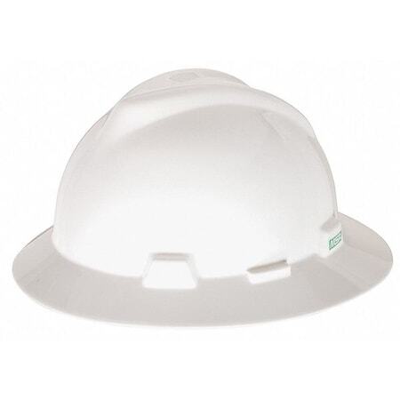 Msa Safety 475369 V-Gard Full Brim Hard Hat, Slotted, Type 1, Class E, Fas-Trac