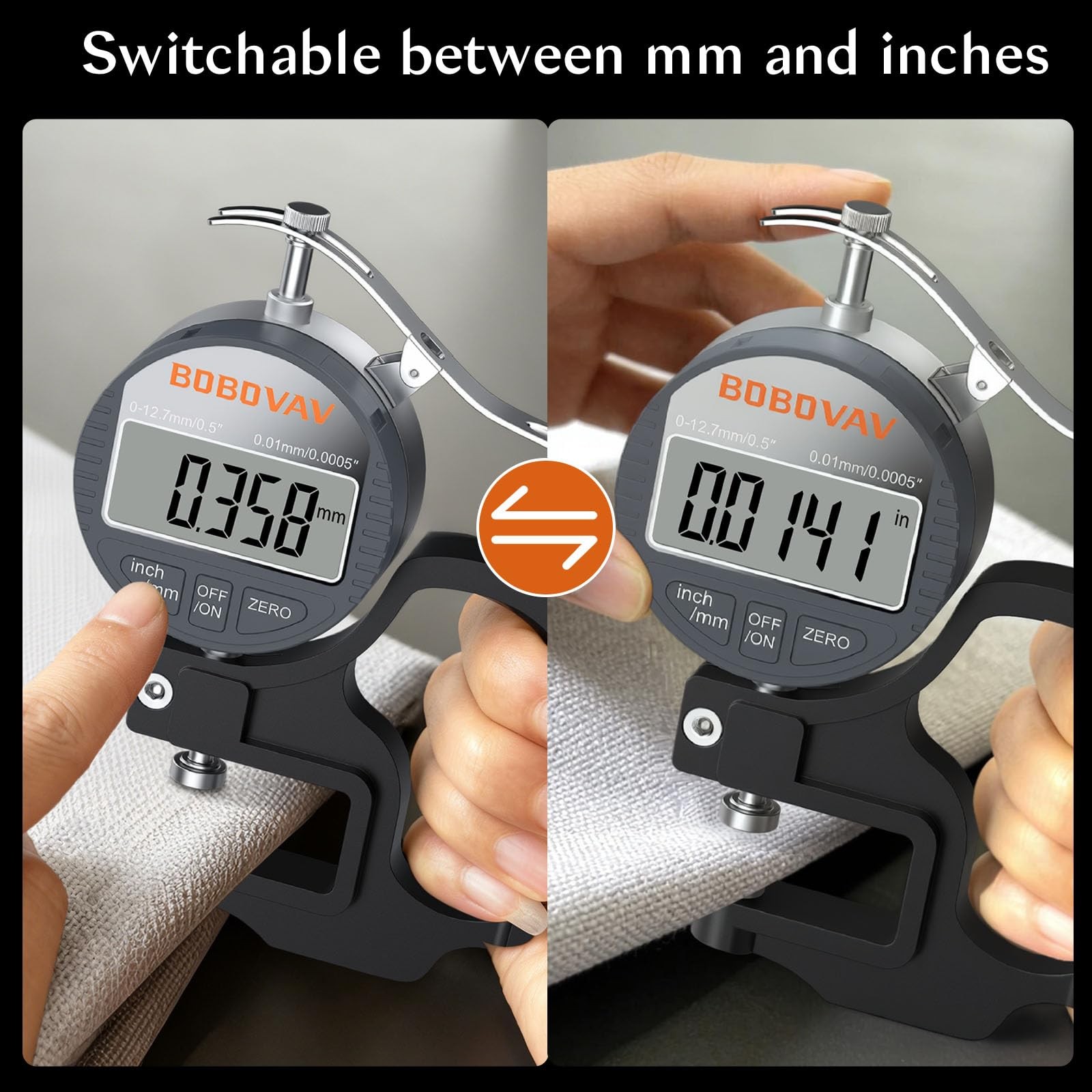 Digital Thickness Gauge 0.5 Inch/12.7mm Meter 0.0005 Inch/0.01mm LCD Tool