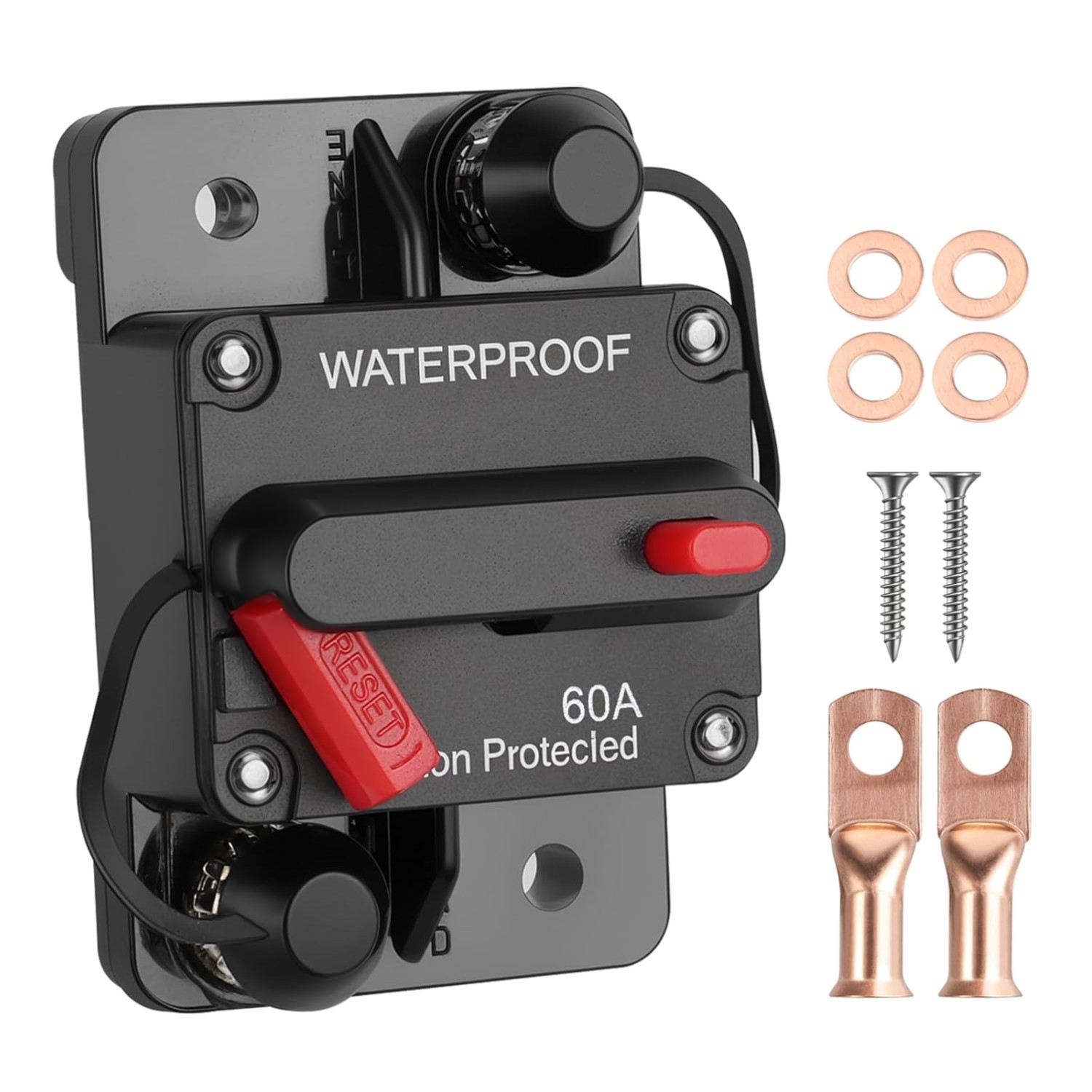 60 Amp Panel Mount Circuit Switch – Reliable and Safe for Marine & Car Audio Use