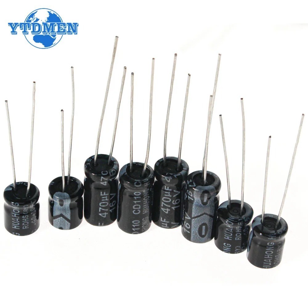 120pcs Electrolytic Capacitor Kit 1uF-470uF 16V/25V/50V Assorted DIP Components