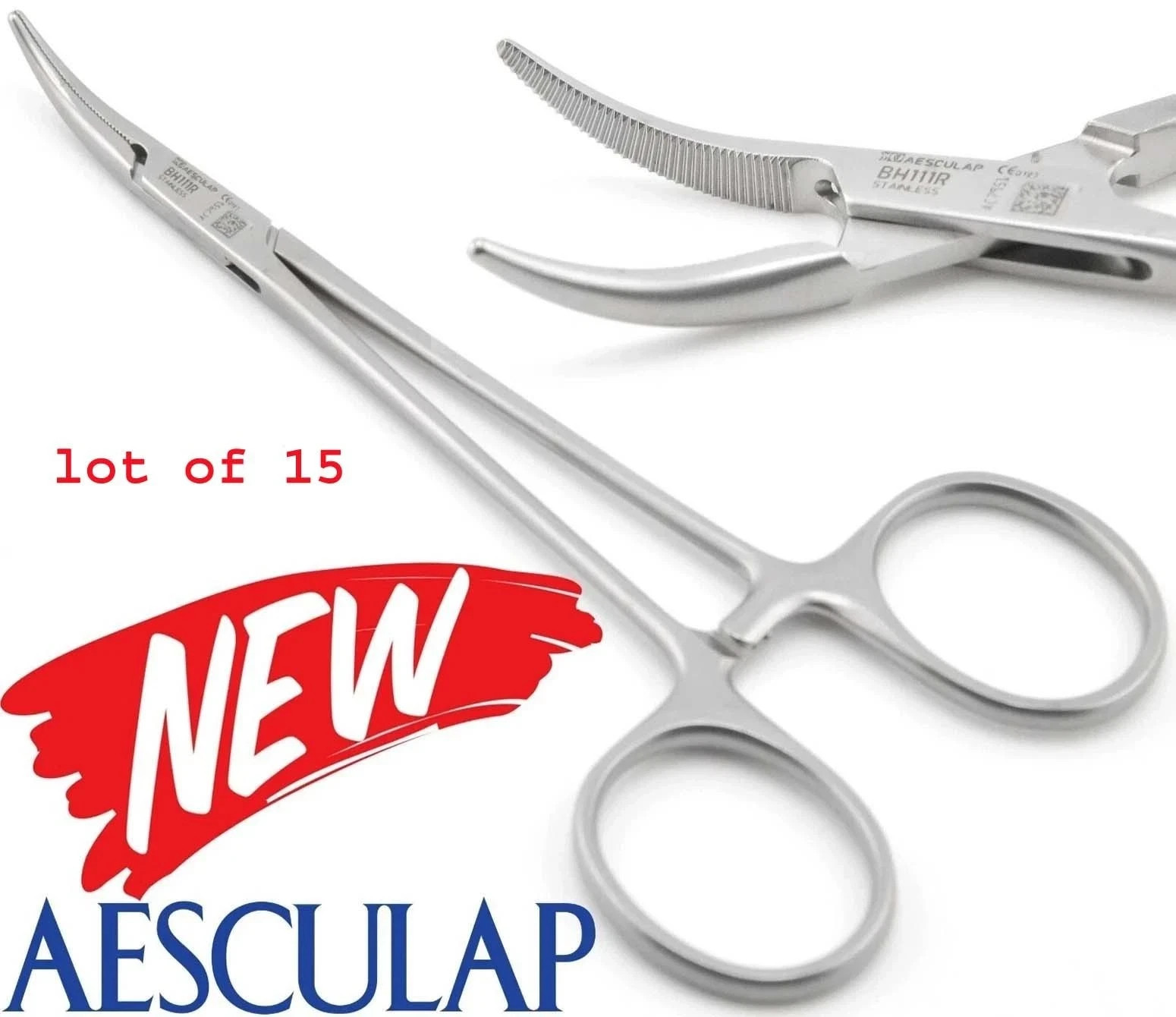 AESCULAP BH111R 15 Pcs Halsted Mosquito Crile Curved Forceps Serrated Jaw 5″