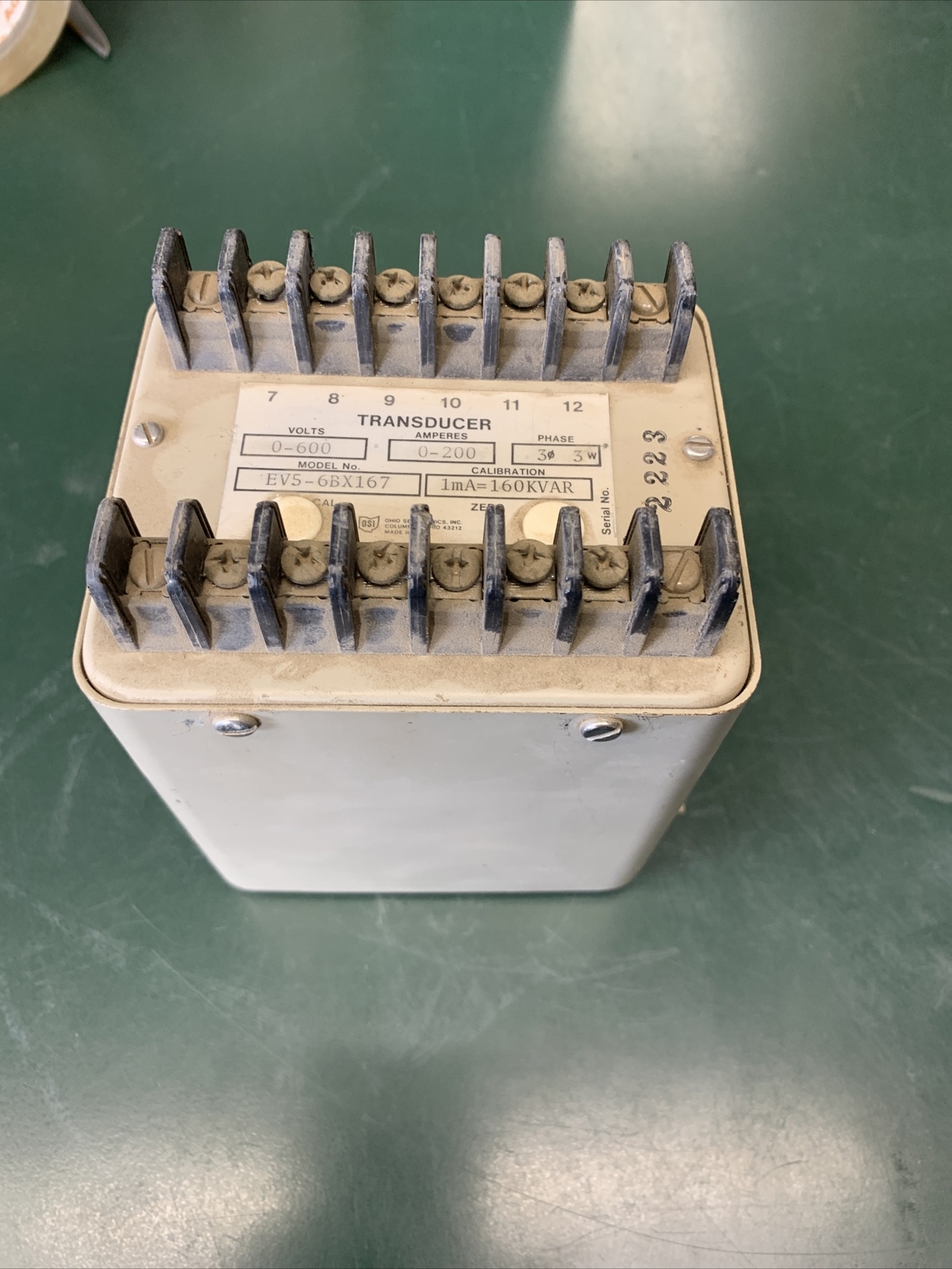 Ohio Semitronics EV5-6BX167 Transducer 0-600 Volt 0-200 Amps 3 Phase 3 Watts