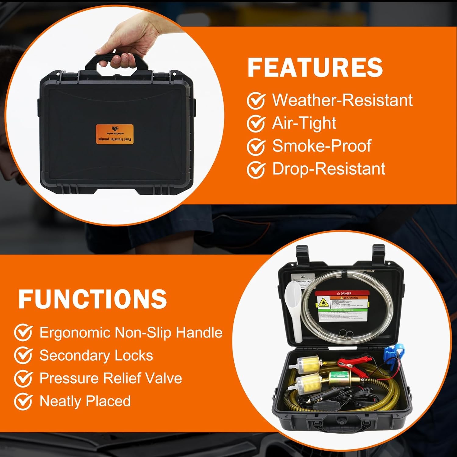 12V Fuel Transfer Pump Set, Gasoline Transfer Pump Kit, Electric Fuel Pump with