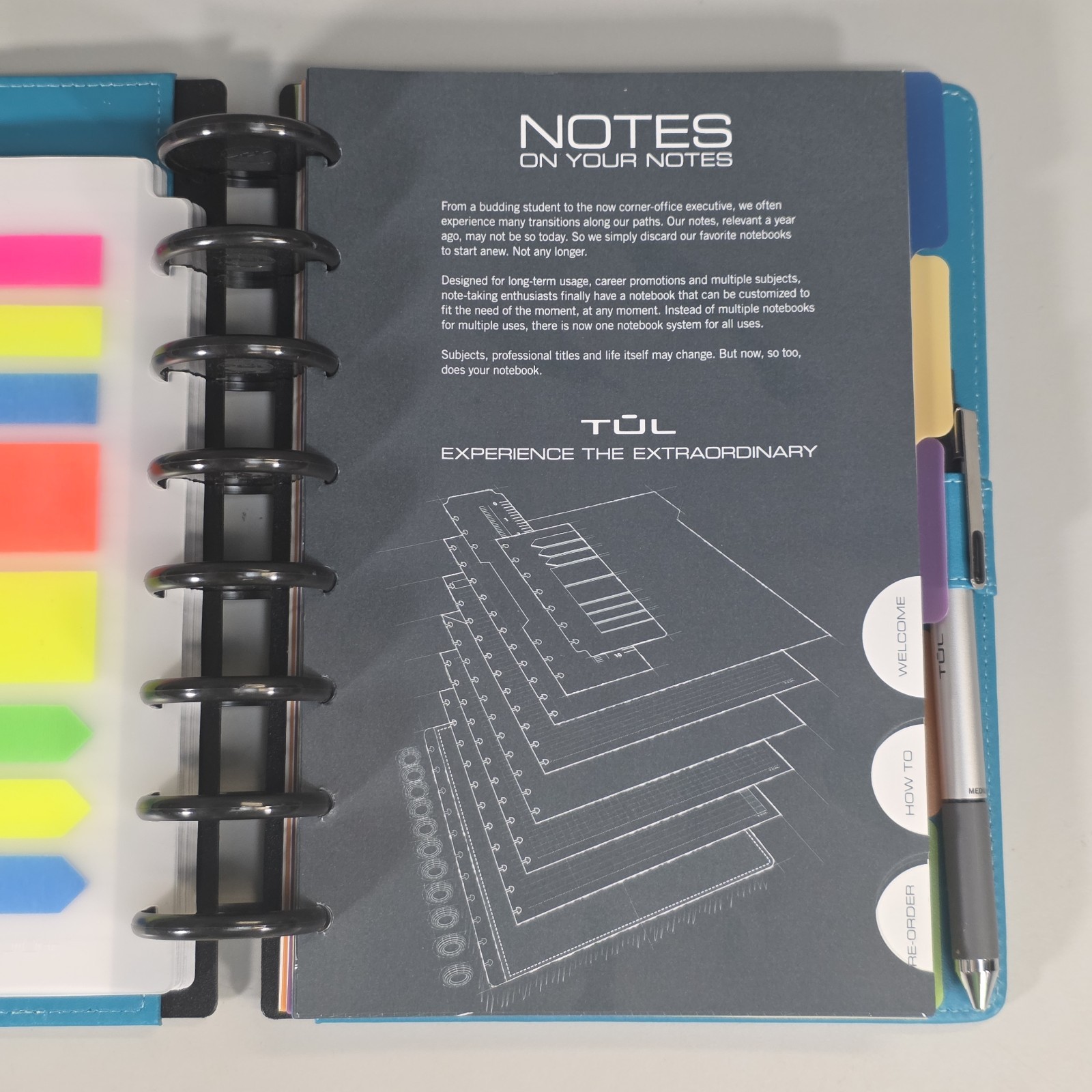 TUL Discbound Teal Junior Notebook With Smooth Leather Cover Pre-owned EUC