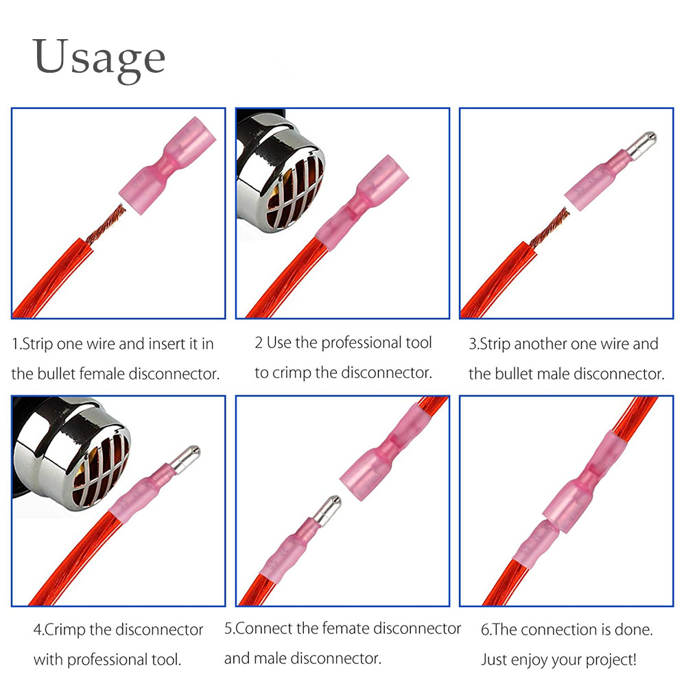 Heat Shrink Bullet Female Male Wire 22-10WAG Connector Crimp Terminal Kit 60PCS