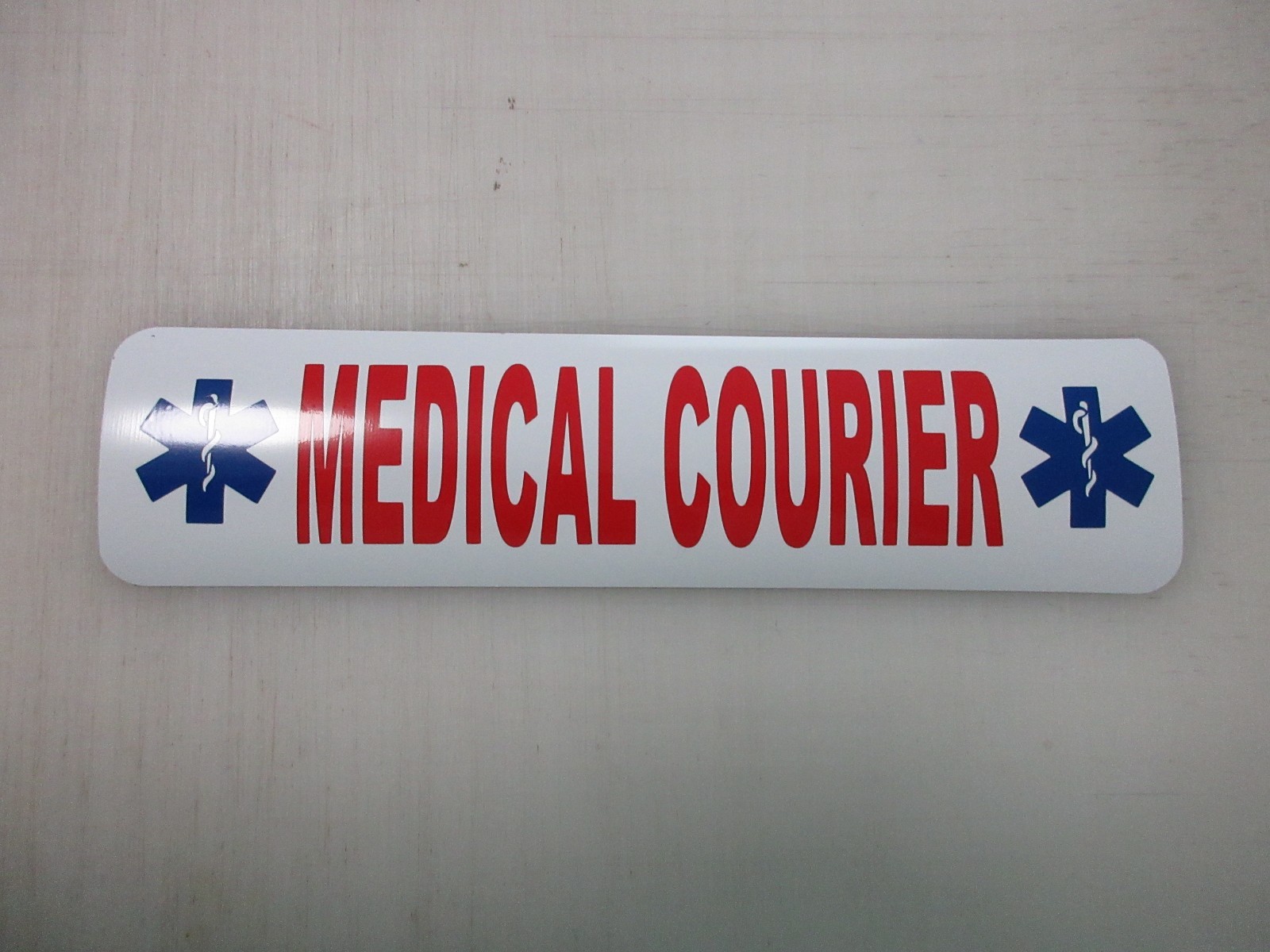 Medical Courier White & Red Blue Vehicle Magnetic Sign 3″x12″ Car Truck Van SUV