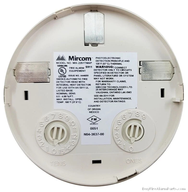 MIX 2251T MAP Mircom Multi Smoke Detector white color made in Mexico