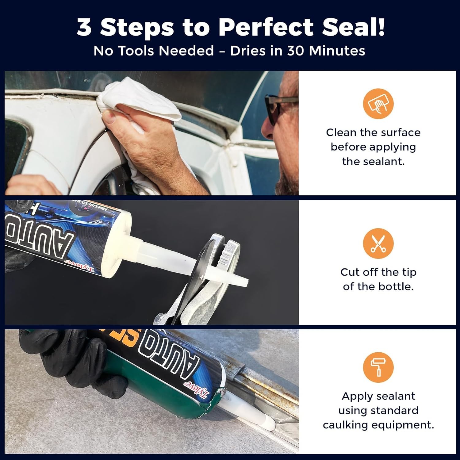 Automotive Seam Sealer Waterproof Paintable Adhesive for RV Truck Marine White