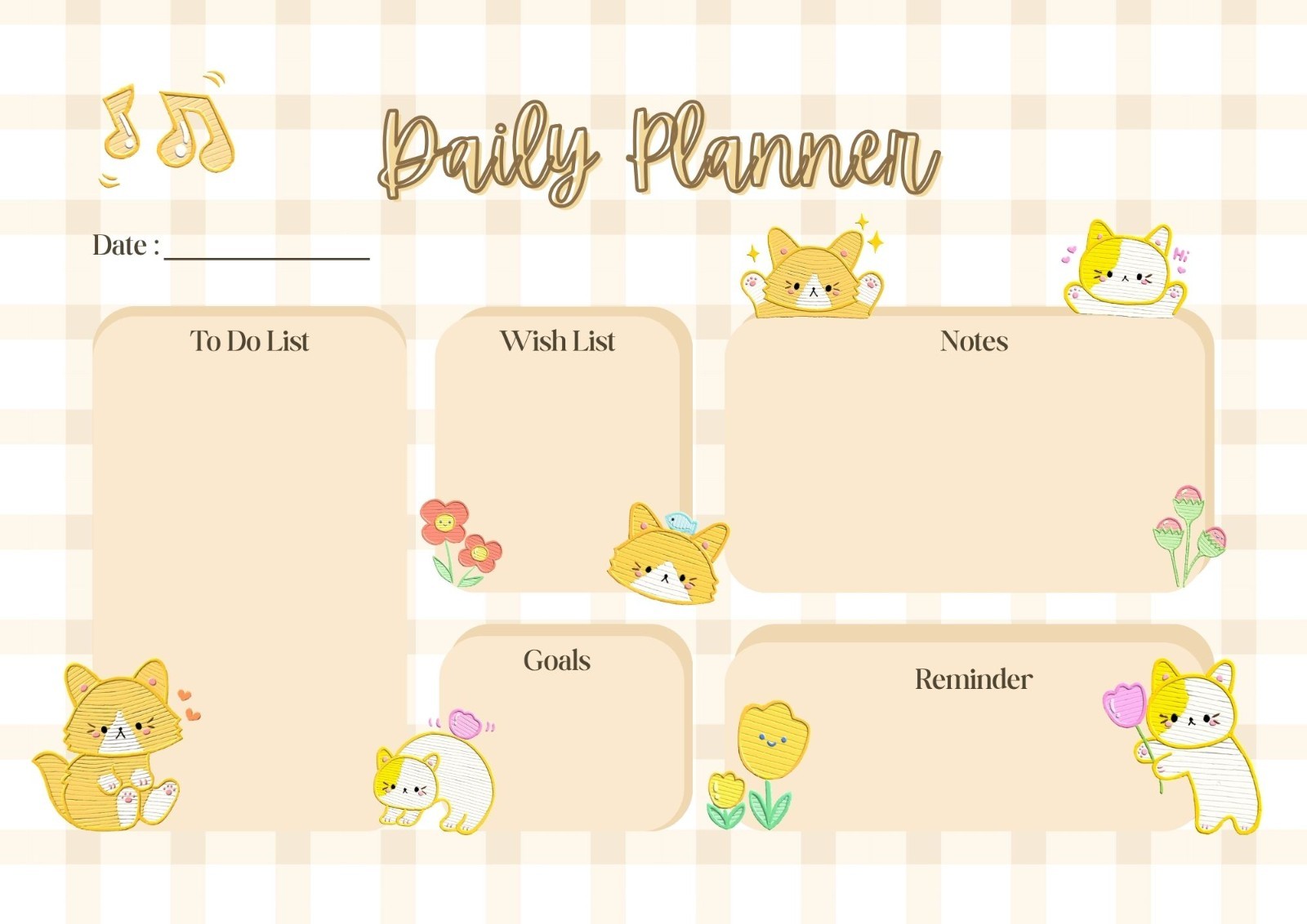 10 Minimalist & Cute Printable daily Planner l A4 size printables