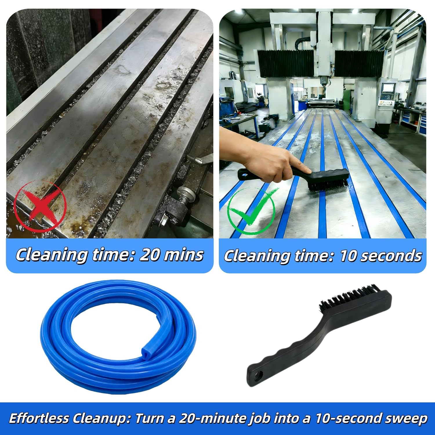 Blue 5/8″ Silicone T-Slot Cover, 197″ Roll for Cnc/Manual Mills | Heat Resistant