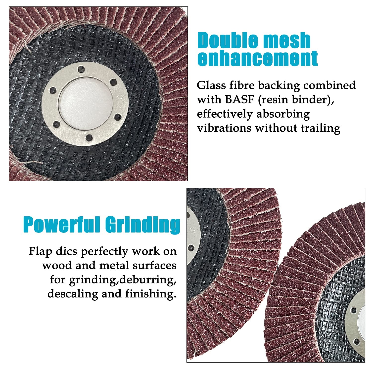 71878 4.5 Inch Flap Discs 20 Pack 40 60 80 100 120 Grit Type 27 7/8 Inch Arbor
