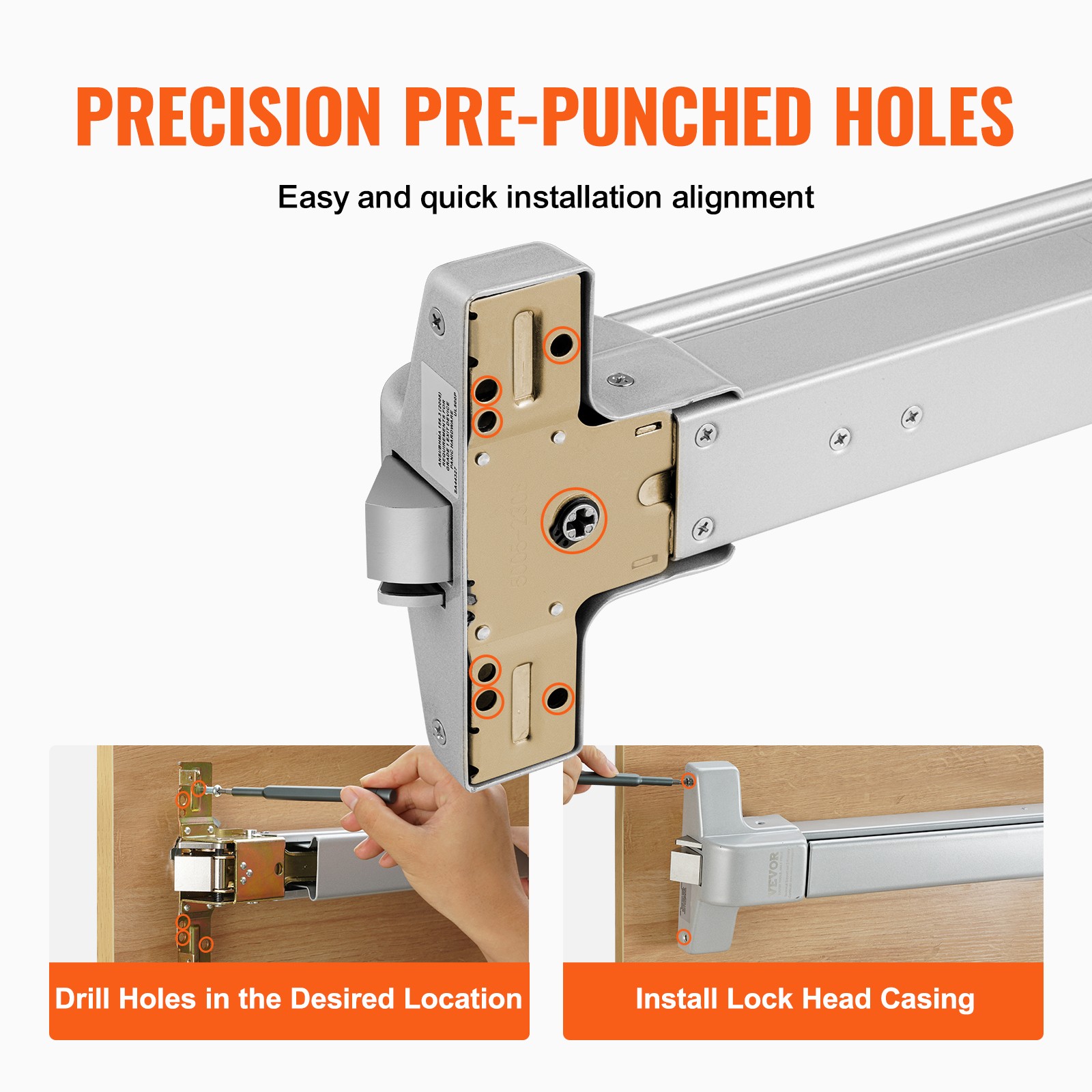 VEVOR Push Bar Door Locks Carbon Steel Panic Bars for Exit Doors Exterior Lever
