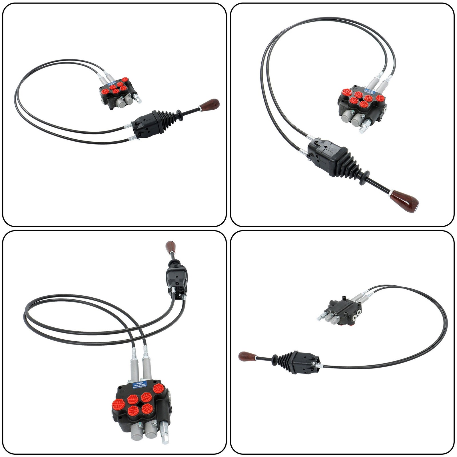 2 Spool Remote Control Valve 80LPM Hydraulic Kit w/Joystick 4.9 ft Cables