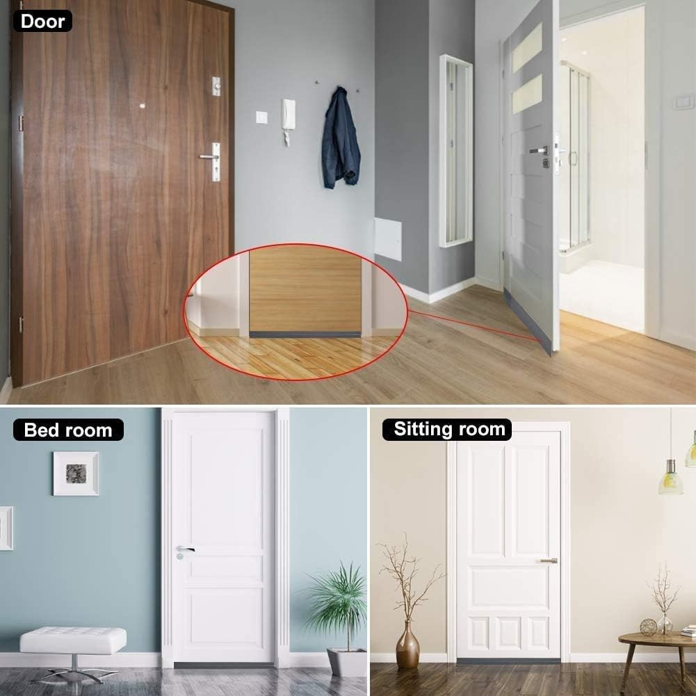 Suptikes 2 Pack Door Draft Stopper，Door Sweep for Exterior & Interior Gray