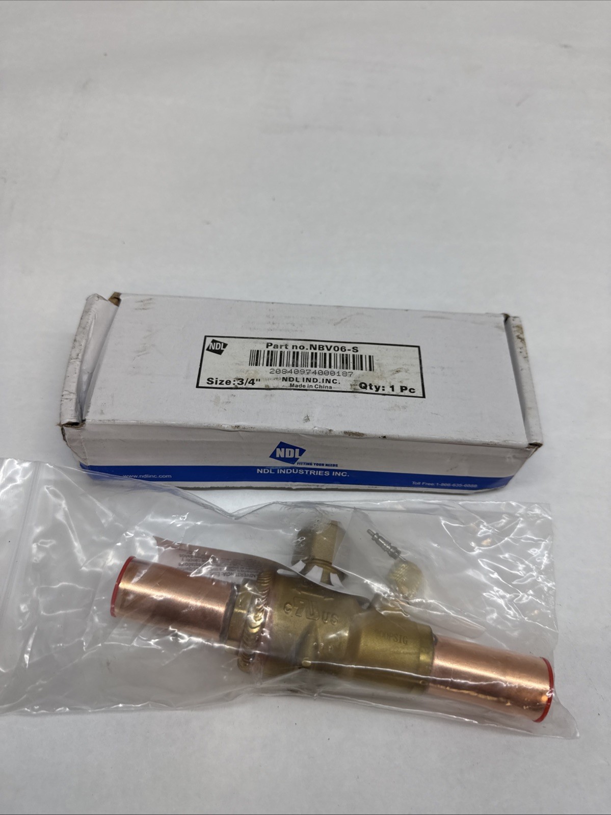 NDL NBV06-S Refrigerant Ball Valve,3/4 in,900 psi 55MF60