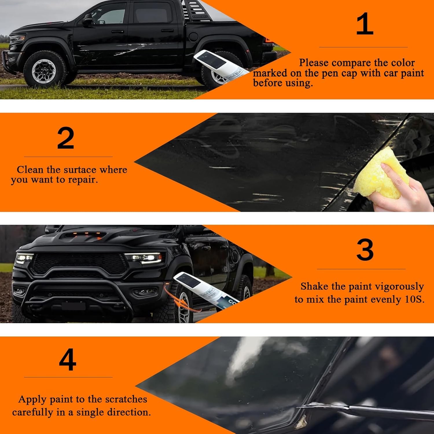 Diamond Black Crystal Pearl~Coat Touch Up Paint for Dodge Ram